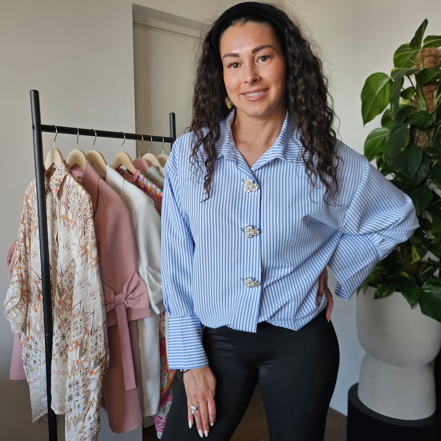 Blauwe streep blouse
