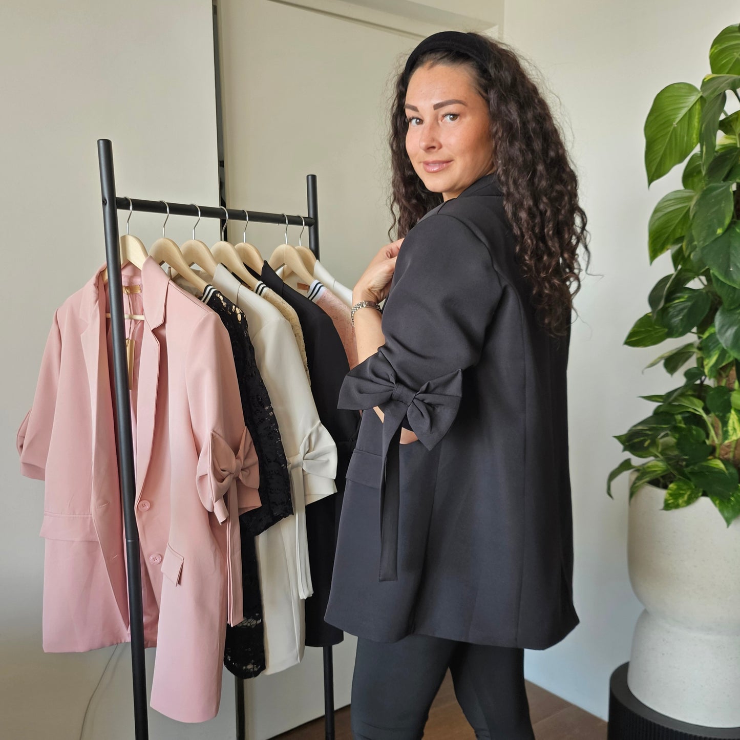Blazer korte mouw met strik (4 kleuren)