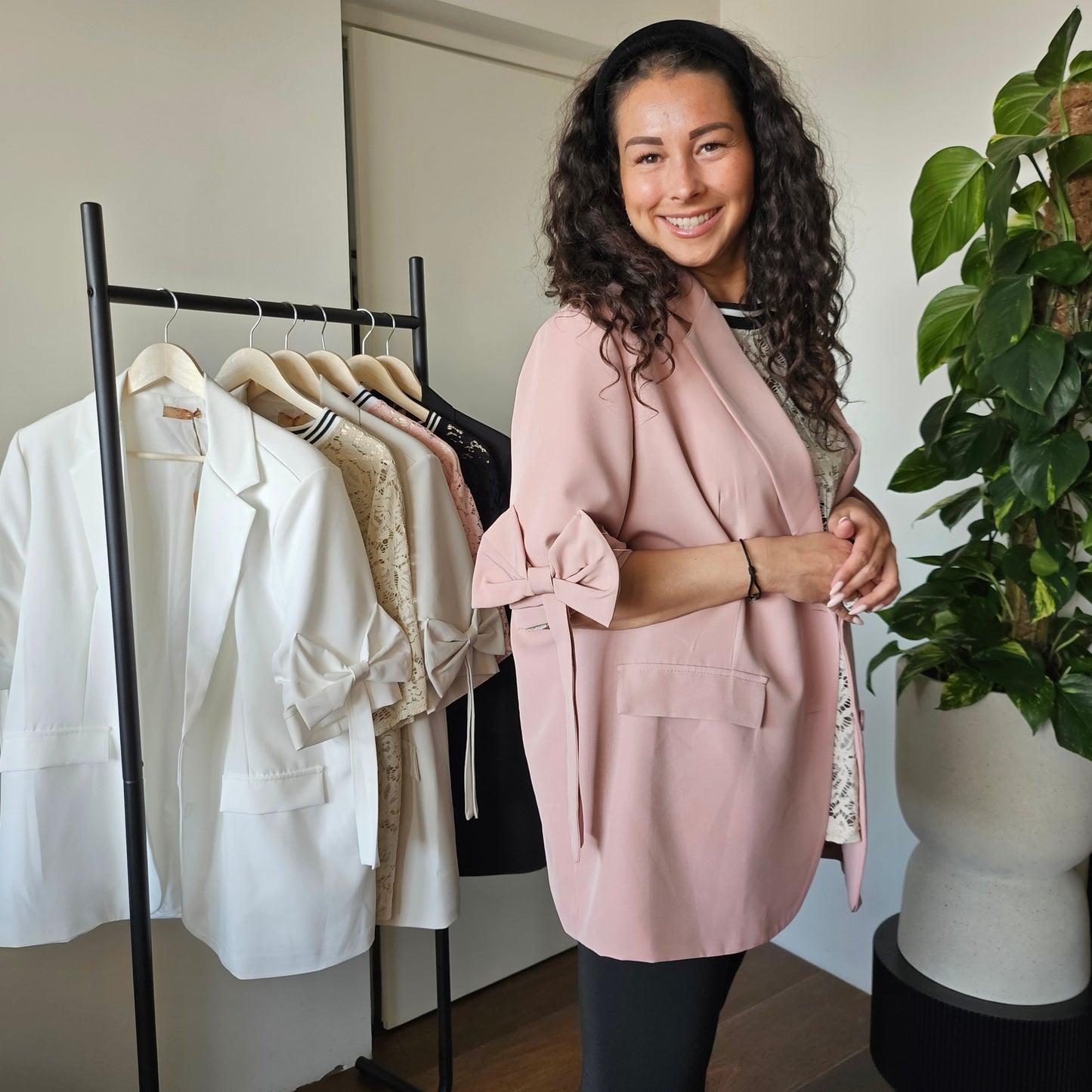 Blazer korte mouw met strik (4 kleuren)