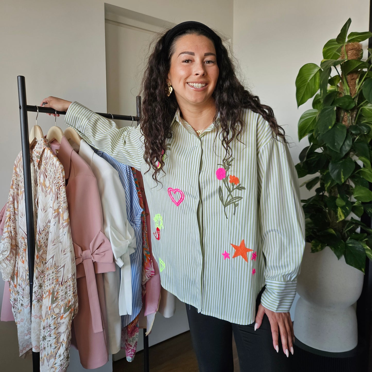 Mint streep blouse