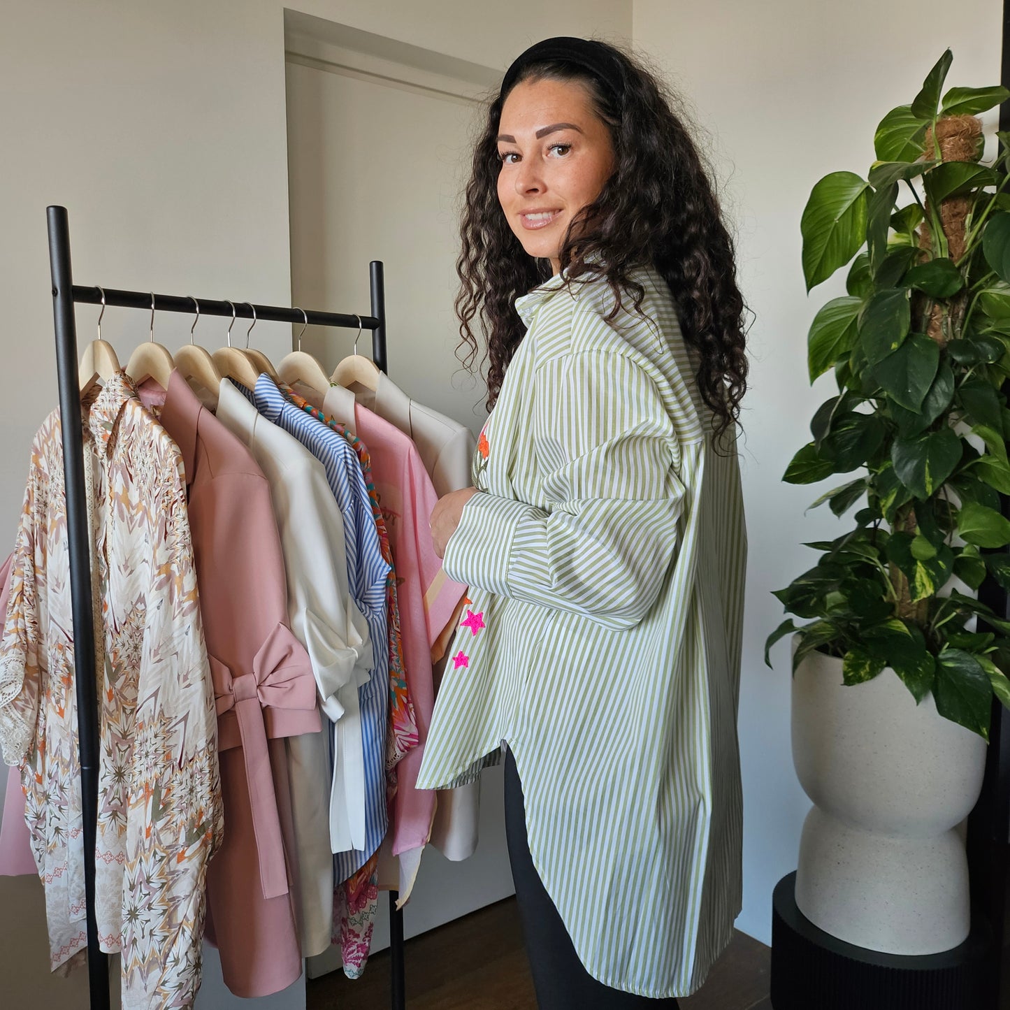 Mint streep blouse