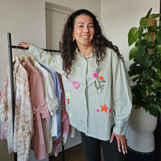 Mint streep blouse