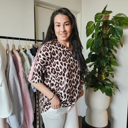 Panter top lichtroze streep